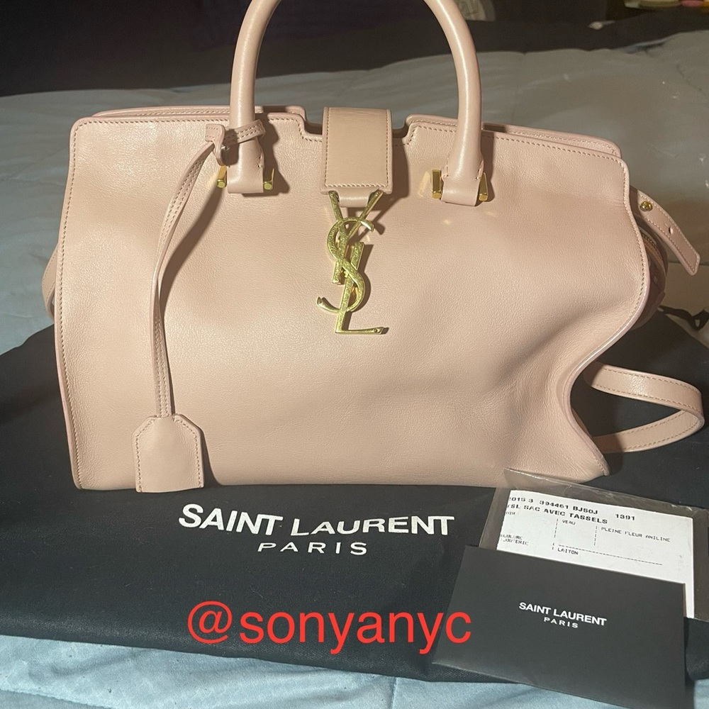 Saint Laurent Blush Pink Baby Cabas Tote with Gold Accents